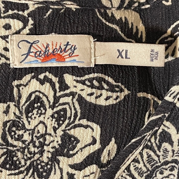 Faherty Chocolate Brown Floral Dress Orinda Crepe Ruffle Boho XL - No Tie - Picture 9 of 12